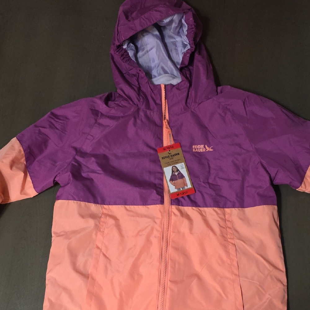 Eddie Bauer Youth Light Weight 3-in-1 Jacket Purple and Peach